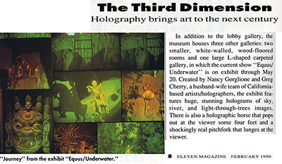 Chicago Eleven Magazine blurb about Cherry Optical Equus Underwater.
